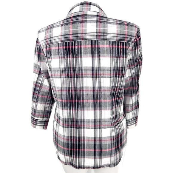 PRESWICK & MOORE DECORATIVE STITCH LIGHTWEIGHT PLAID SHIRT - L - Picture 3 of 4